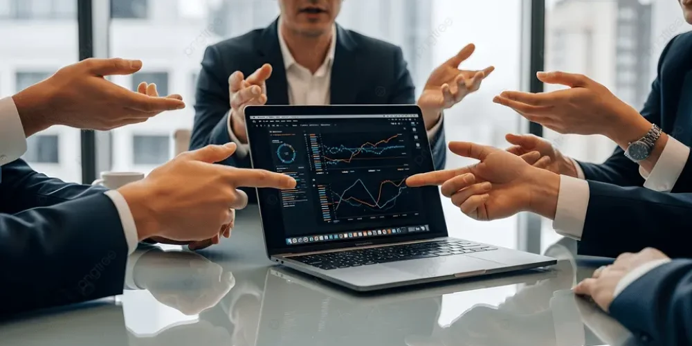 pngtree-business-professionals-gathered-around-a-laptop-displaying-financial-data-and-charts-image_20493981